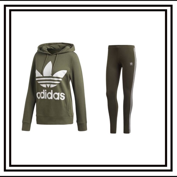 Adidas Originals Green Hoodie & Legging outfit Set - Picture 3 of 4